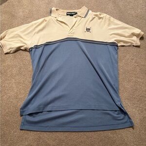 Polo Golf Cream and Blue Striped Polo Shirt